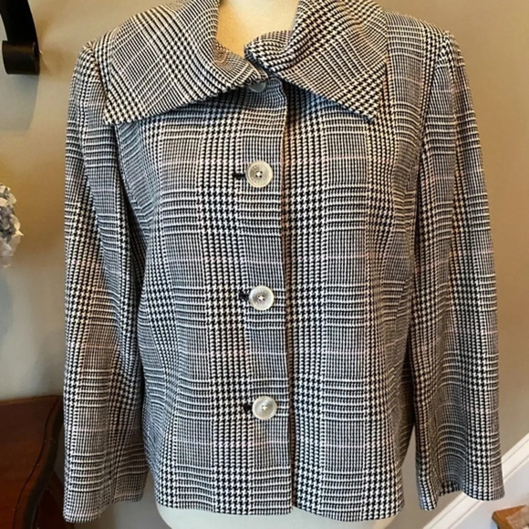 Ralph Lauren Linen  Houndstooth Plaid Jacket 10 - Picture 2 of 8